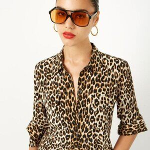 Equipment Slim Signature Leopard-Printed Silk Shirt